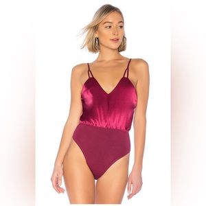 NWOT By The Way “Lucia” Raspberry Red Cut Out Strap Bodysuit XS